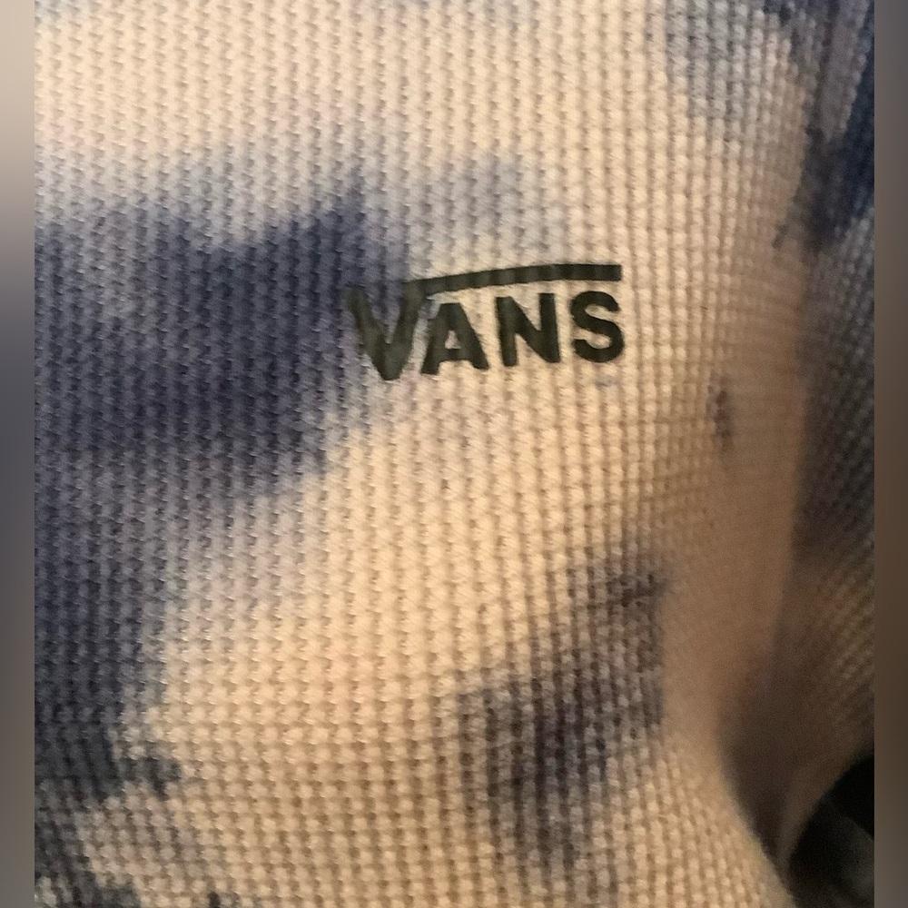 Vans Women’s Small White and Blue Tie-Dye Long Sleeved Top - Picture 2 of 6